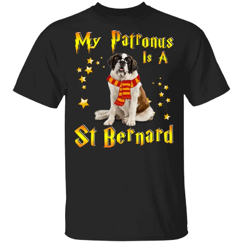 My Patronus Is A St Bernard T-Shirt Front Pockets Side Pockets Patch Pockets