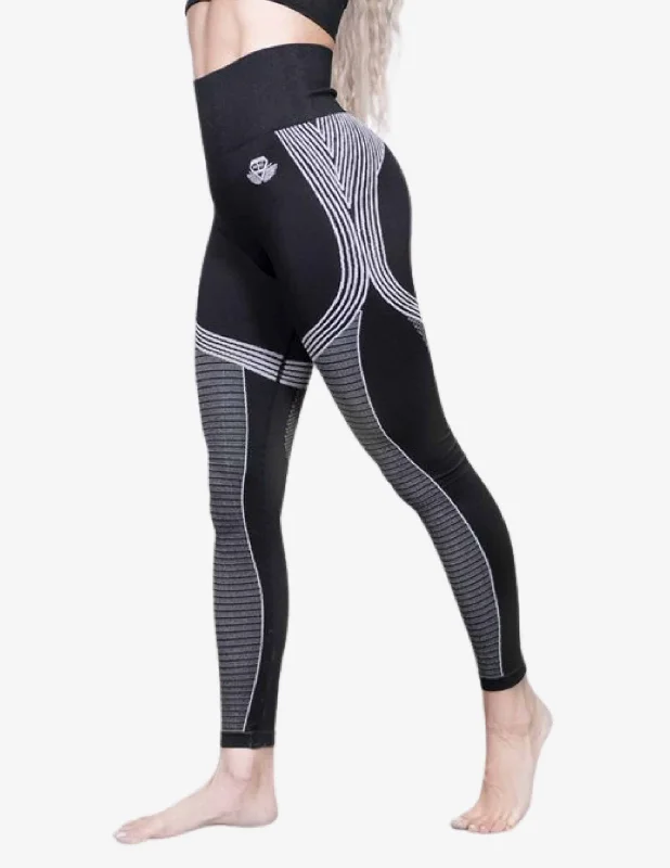 BIKER Seamless Legging – Black / White Comfortable Full-Body Compression Leggings