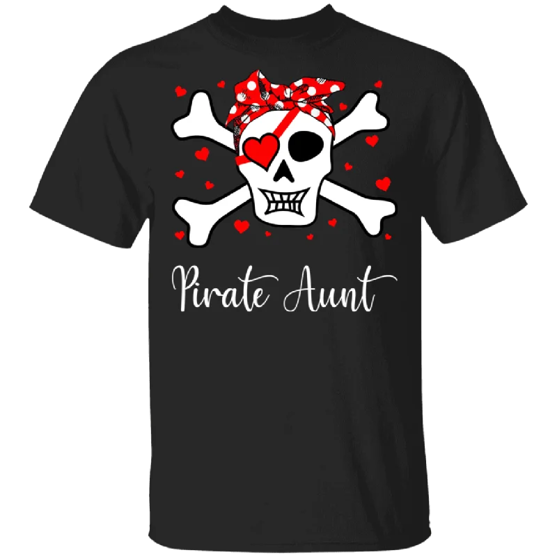 Pirate Aunt Funny Skull Crossbones Pirate Women Family Couple Valentine Gifts T-Shirt Terry Blend Velvet Blend Canvas Blend