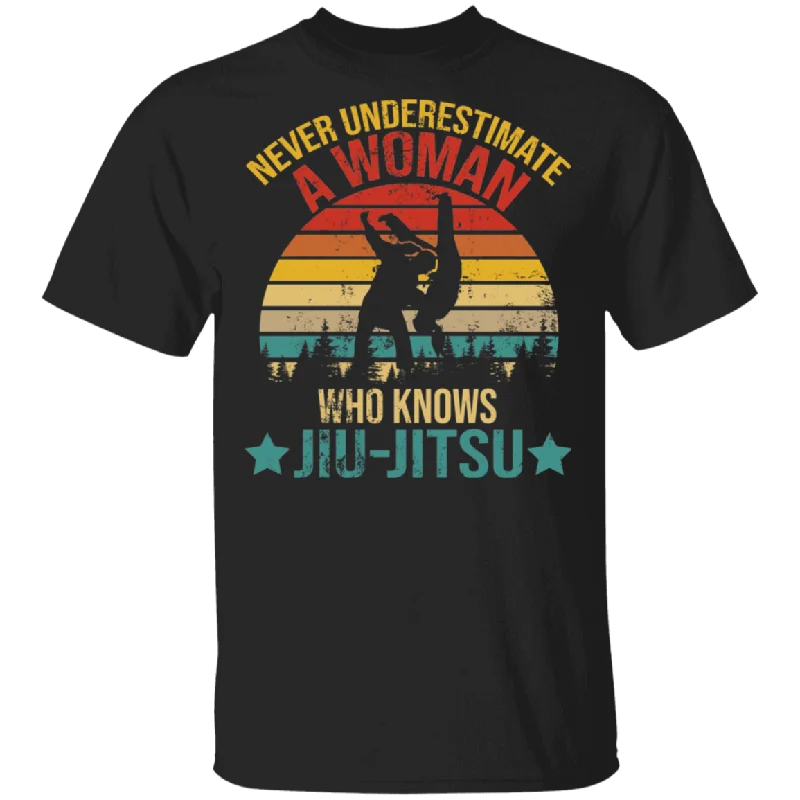 Vintage Retro Never Underestimate A Woman Jiu Jitsu Matching Shirt For Women Girls Ladies Funny Mom Daughter Gifts T-Shirt Machine Wash Dry Clean Hand Wash