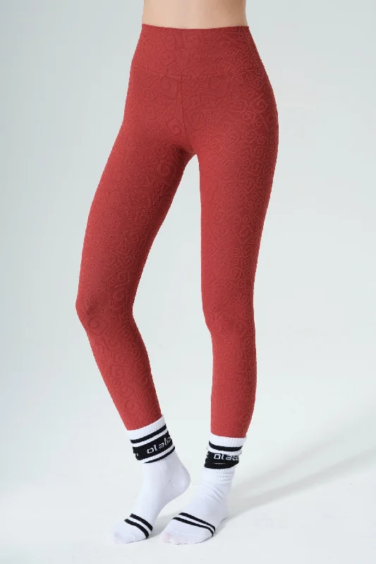 Déese Fleur 3D Leggings - Merlot Comfortable Ribbed Waistband Leggings