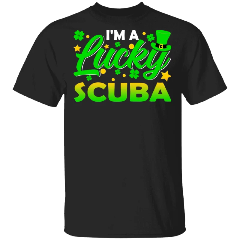 I'm Lucky Scuba Diver Leprechaun Shamrock Funny St Patrick's Day Mens Womens St Patrick's Day Gifts T-Shirt Mesh Blend Leather Blend Suede Blend