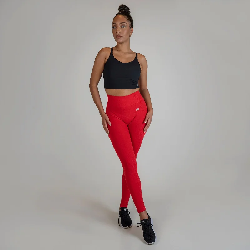 Vortex Leggings - Fiery Red (Scrunch) Cozy Bootcut Leggings