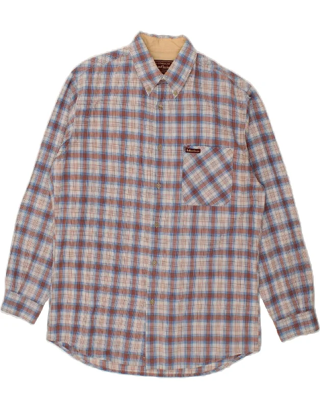 MARLBORO CLASSICS Mens Shirt Large Blue Check Cotton Mesh Canvas Denim