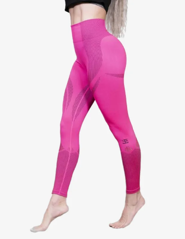 MINERVA Seamless Legging – Fuchsia Pink / Black Elegant Sheer Leggings