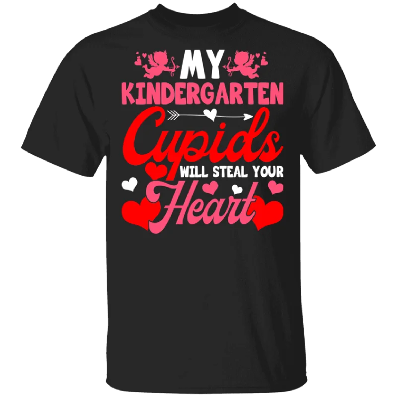 My KIndergarten Cupids Will Steal Your Hearts Teacher Kindergarten Preschool Pre-k Teacher Student Funny Teacher Valentine Gift T-Shirt Mesh Blend Leather Blend Suede Blend