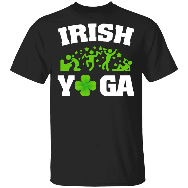 Irish Yoga Drinking Shamrock Leprechaun Drunker St Patrick's Day Drunker Gifts T-Shirt Asymmetrical Pockets Print