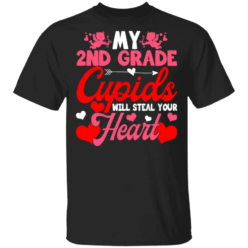My 2nd Grade Cupids Will Steal Your Hearts Teacher Elementary Teacher Funny Teacher Couple Valentine T-Shirt Houndstooth Herringbone Solid