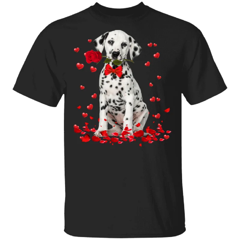 Dalmatian Rose Flower Funny Dalmatian Dog Lover Owner Couple Husband Wife Fiance Fiancee Girlfriend Boyfriend Valentine Gifts T-Shirt Cozy Warm Stylish