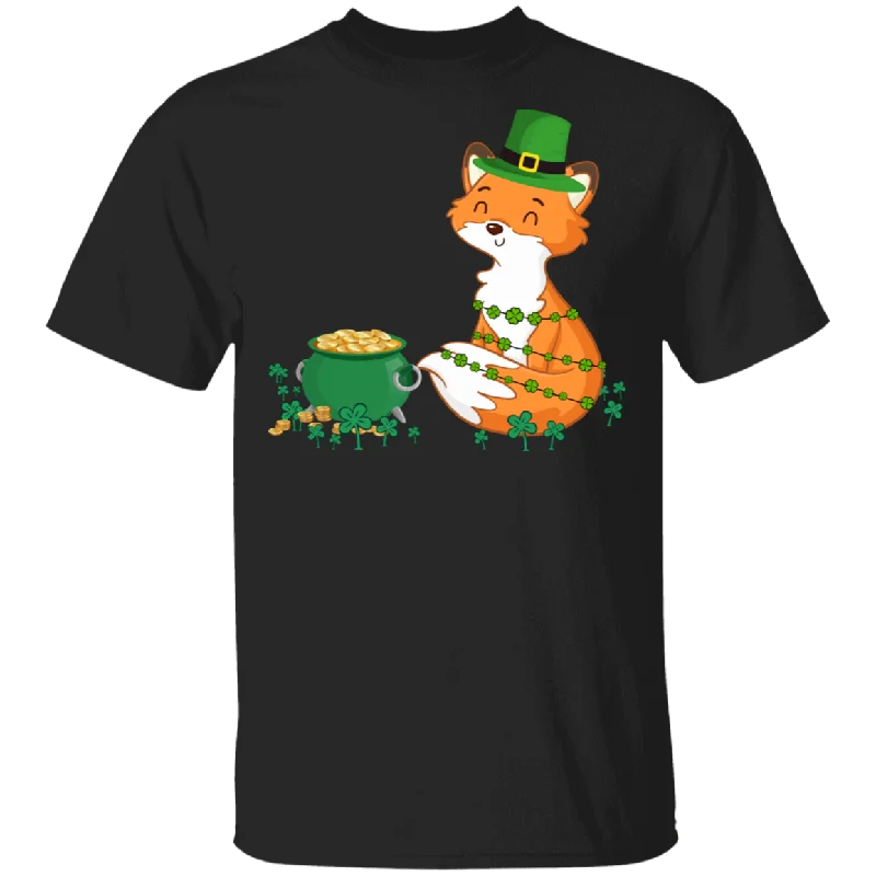 Leprechaun Fox Funny Shamrock Fox Lover Irish St Patrick's Day Gifts T-Shirt Boxy Fit Fitted Loose