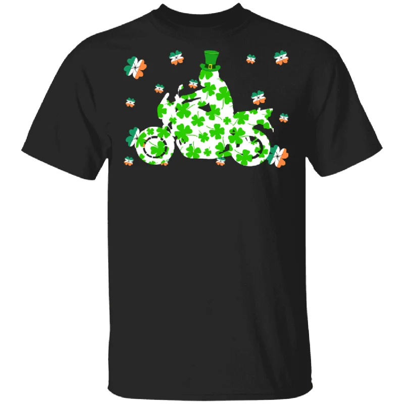 Shamrock Leprechaun Motorbike Lover Ireland Flag Funny St Patrick's Day Mens Womens St Patty's Day Biker Irish Gifts T-Shirt V-Neck T-Shirt Long Sleeve Cotton