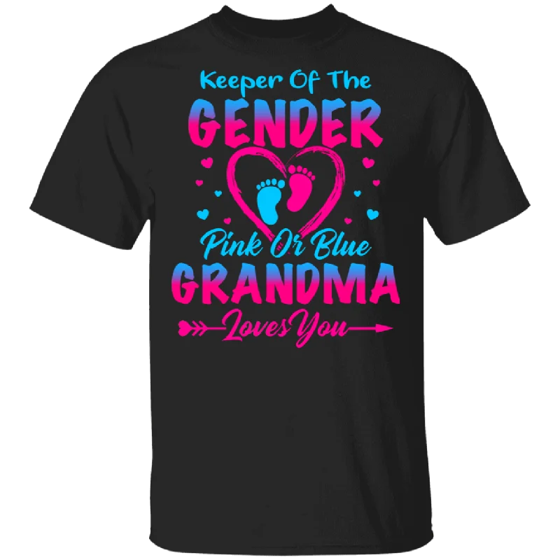 Keeper Of The Gender Pink or Blue Grandma Loves You Cute Gender Reveal Party Pregnancy Announcement Funny Maternity Women Gifts T-Shirt Boxy Fit Fitted Loose