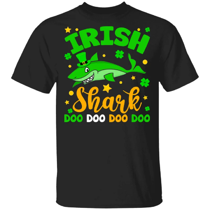 Irish Shark Doo Doo Doo Ireland Flag Shark Lover Leprechaun Shamrock Funny St Patrick's Day Mens Womens St Patrick's Day Gifts T-Shirt Spandex Blend Rayon Blend Denim Blend
