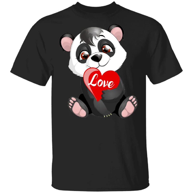 Love Panda Hugging Heart Panda Wild Animal Lover Husband Wife Fiance Fiancee Boyfriend Girlfriend Mom Dad Grandma Couple Valentine T-Shirt Beaded Sequined Faux Fur