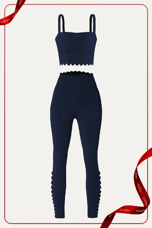 Helena Bra & Minerva Leggings - Navy Blue Trendy Adjustable Waist Leggings