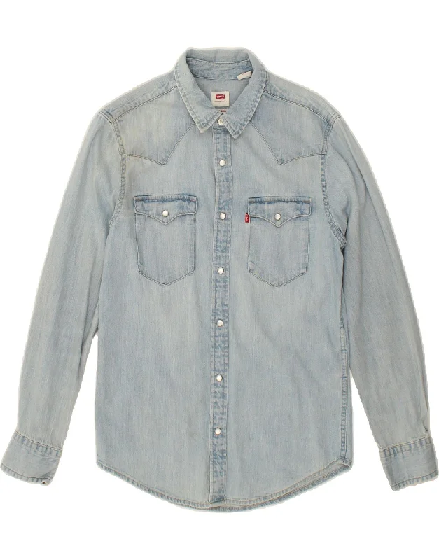 LEVI'S Mens Standard Denim Shirt Small Blue Cotton Layered Multi-layer Single Layer