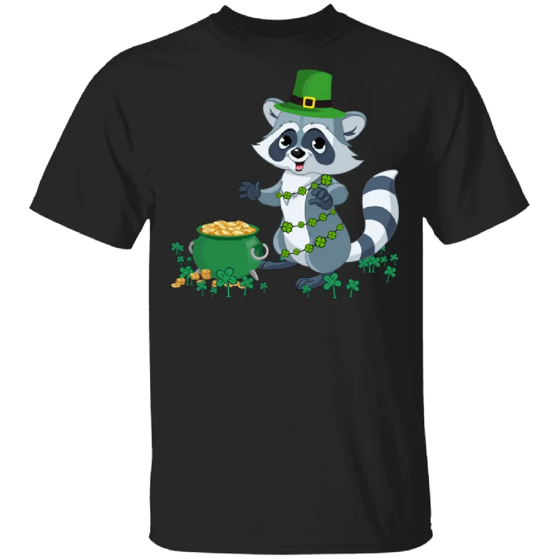 Leprechaun Raccoon Funny Shamrock Raccoon Lover Irish St Patrick's Day Gifts T-Shirt Hooded Caped Shawl Collar