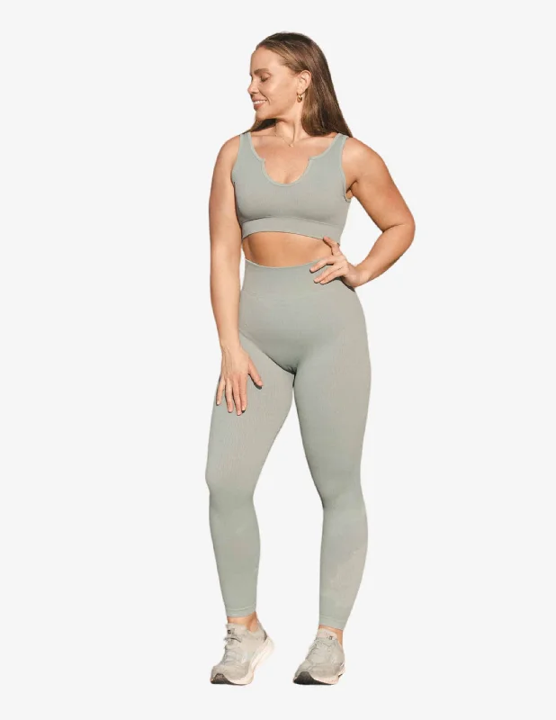 Ocean Ribbed Seamless Leggings Elegant Printed Leggings with Pockets