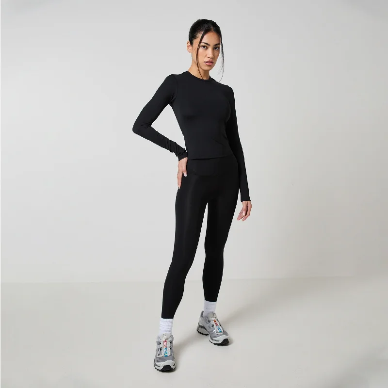 Second Skin LS Top & Legging Set | Black Comfortable Printed Workout Leggings