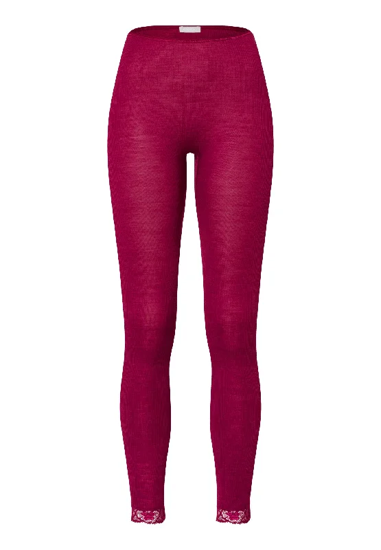 Woolen Lace Leggings | Intense Garnet 70969-2406 Elegant Full-Body Leggings