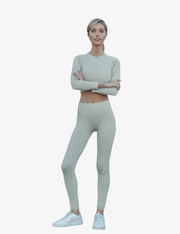 Sand Seamless Leggings Grey Fashionable Stretchy Fit Leggings