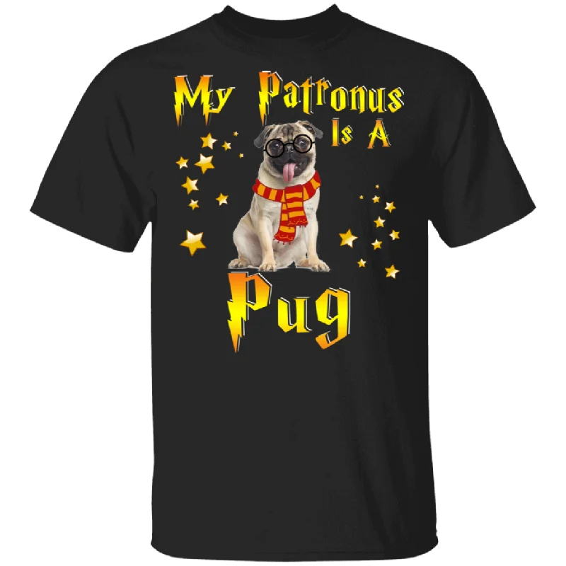 My Patronus Is A Pug Magical Pet Dog T-Shirt Welt Pockets Slit Pockets