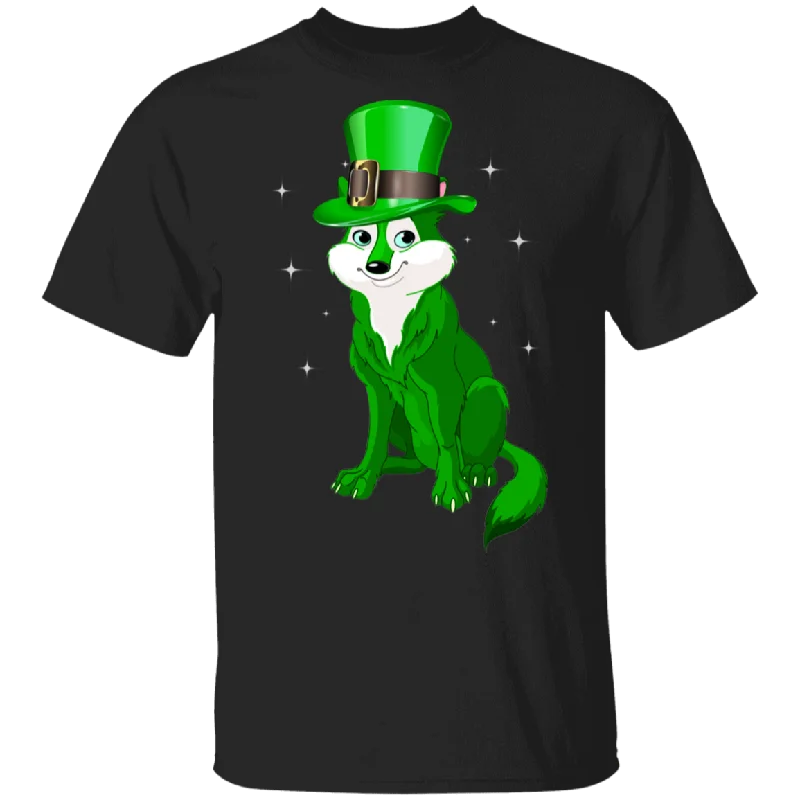 Green Leprechaun Wolf St Patrick's Day Irish Wolf Wild Animal Lover Mom Dad Grandma Grandpa Daughter St Patty's Day Gifts T-Shirt Ribbed T-Shirt High Neck Heavyweight