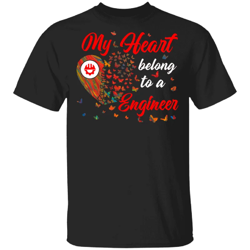 My Hearts Belong To A Engineer Matching Shirts For Couples Valentine Funny Couple Girls Women Gifts T-Shirt Knit Fabric Woven Fabric Fleece Fabric