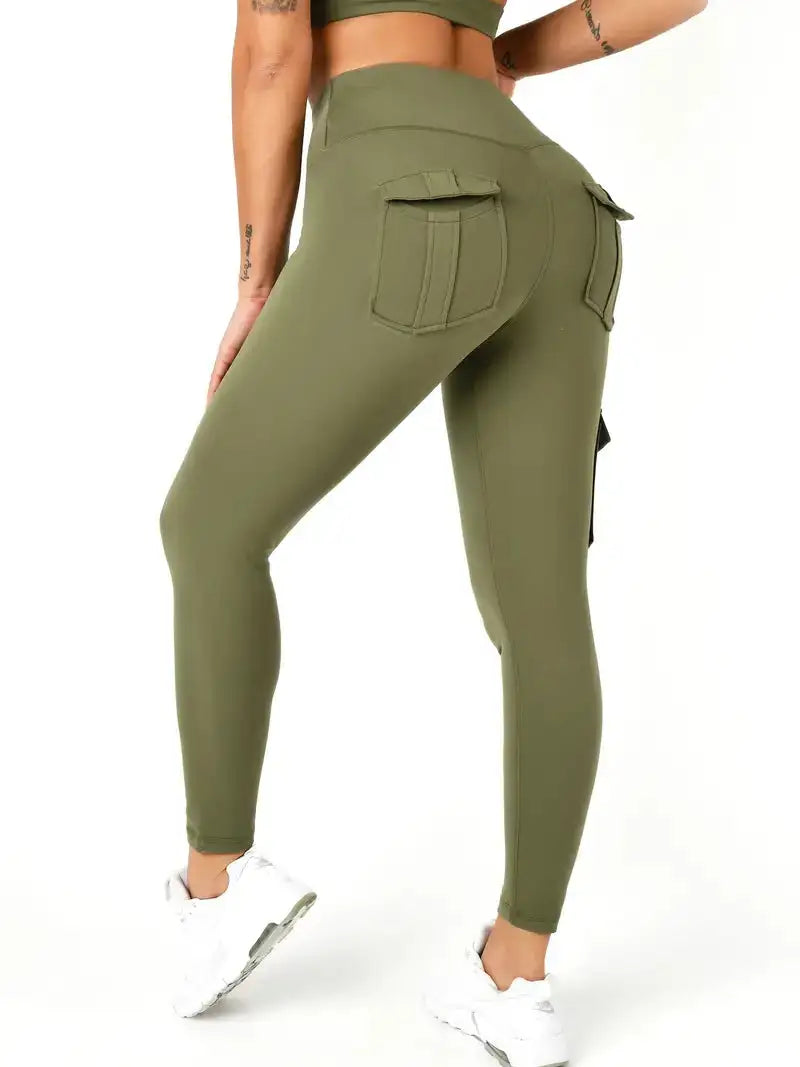 PocketFit Cargo Leggings Fashionable Embroidered Detail Leggings