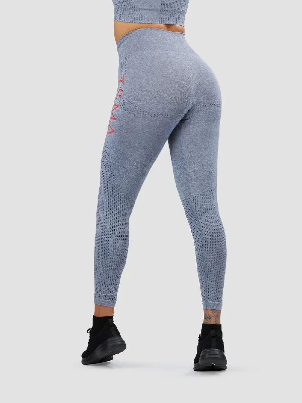 Seamless Leggings Gray Fashionable Ribbed Knit Leggings