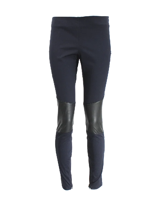 Leather Knee Stretch Leggings Comfortable Slip-On Leggings