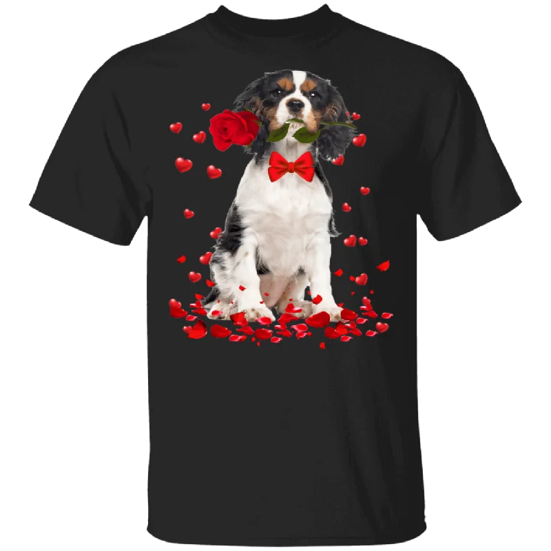 Australian Shepherd Rose Flower Funny Pet Dog Lover Owner Couple Husband Wife Fiance Fiancee Girlfriend Boyfriend Valentine Gifts T-Shirt Knit Fabric Woven Fabric Fleece Fabric