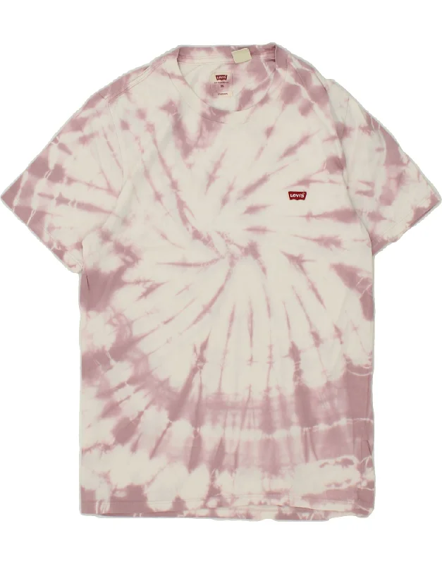 LEVI'S Mens Standard Fit T-Shirt Top XS Purple Tie Dye Cotton Print Jacquard Patchwork