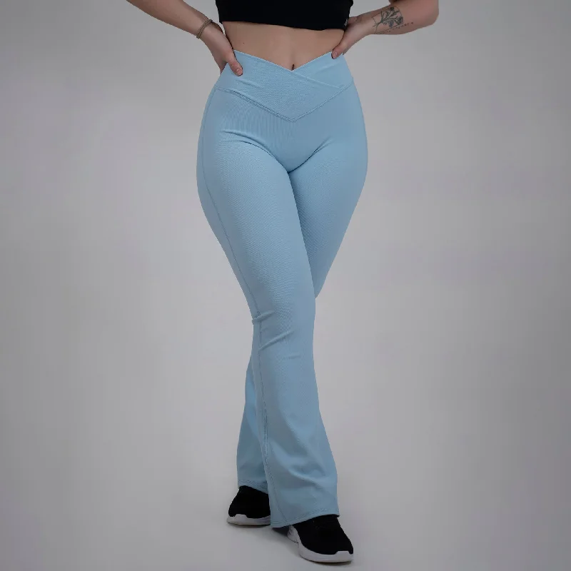 Ember Ribbed Vbelt Leggings(Sky blue) Stylish Lightweight Leggings