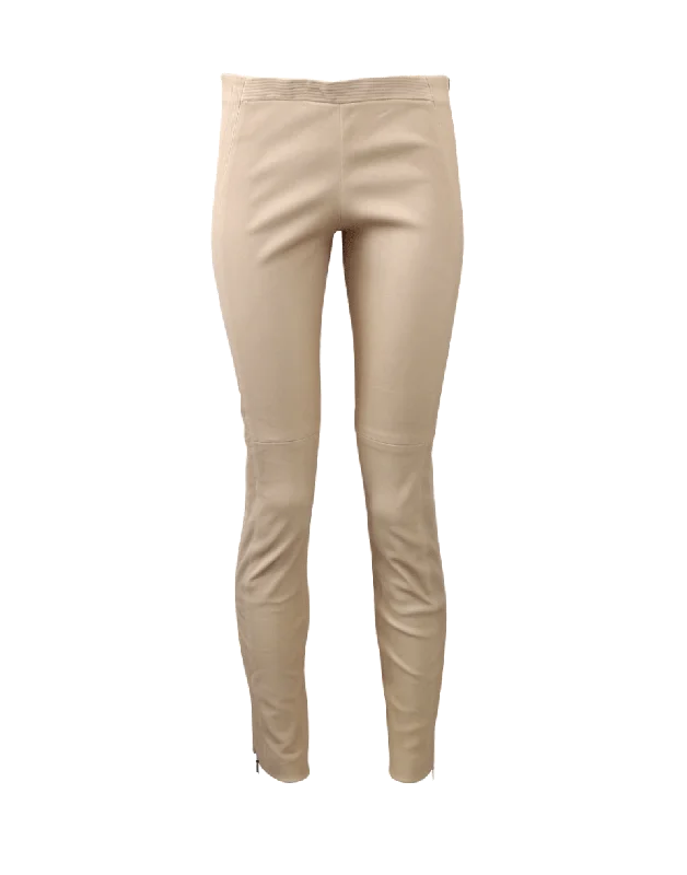 Curved Seam Leather Legging Comfortable Leggings with Pockets