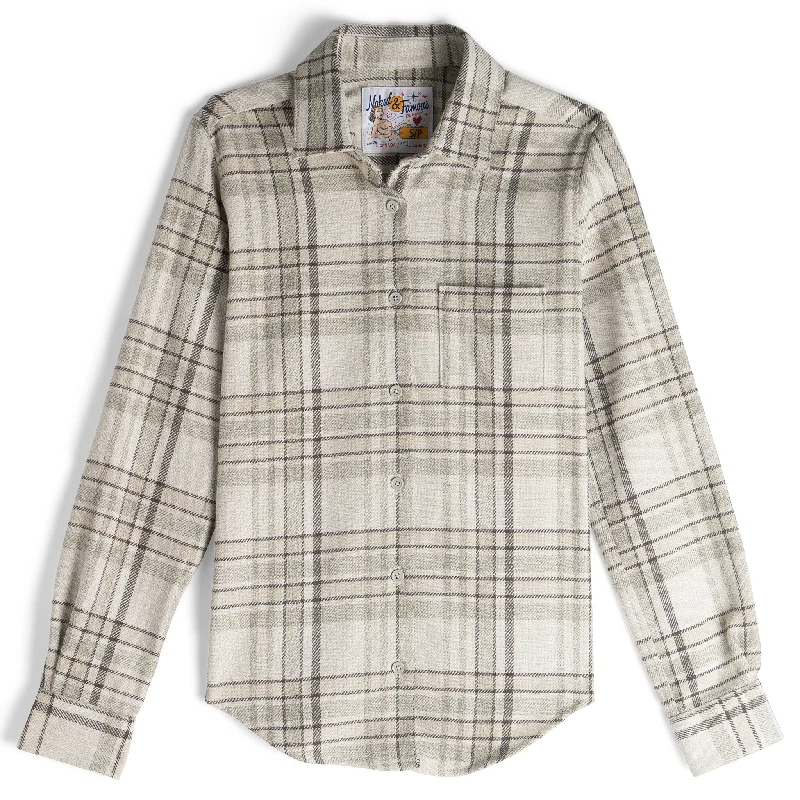 Country Shirt - Heavy Vintage Flannel - Pale Grey Spandex Blend Rayon Blend Denim Blend