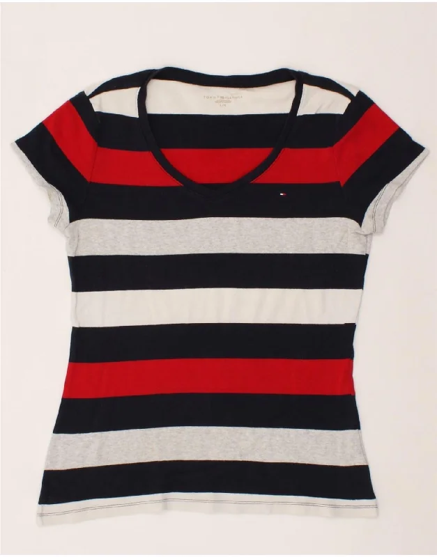TOMMY HILFIGER Girls T-Shirt Top 13-14 Years Large Multicoloured Striped Anti-Shrink Durable Soft