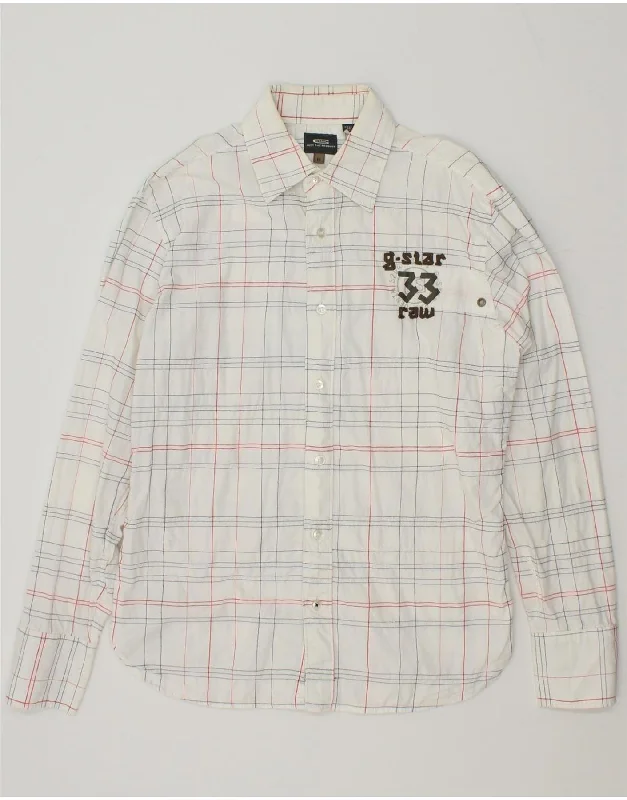 G-STAR Mens Shirt Medium White Check Cotton Anti-Pilling Machine Wash Handmade