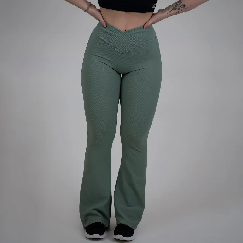 Ember Ribbed Vbelt Leggings(Olive) Comfortable Compression Leggings