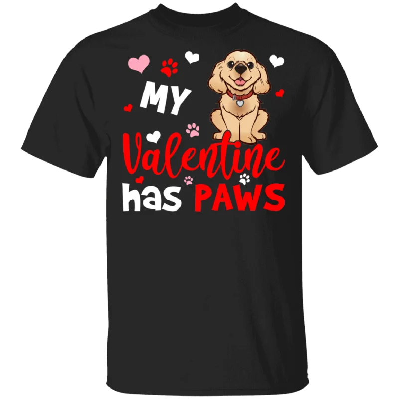 My Valentine Has Paws Cockapoo Pet Couple Wife Husband Fiance Fiancee Boyfriend Girlfriend Valentine T-Shirt Asymmetrical Pockets Print