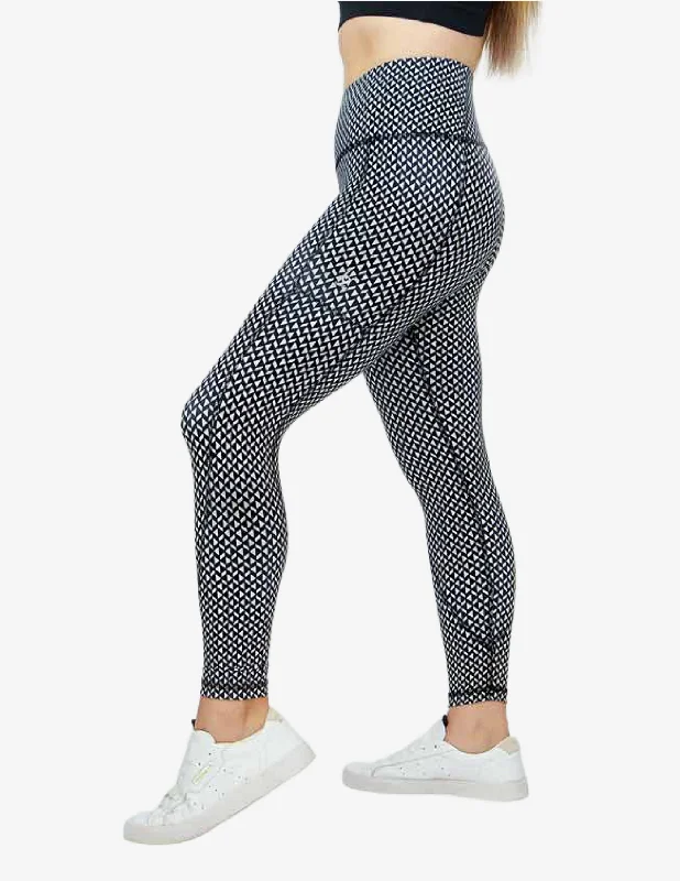 Triangle waist Legging - Black & White Trendy Colorblock Print Leggings