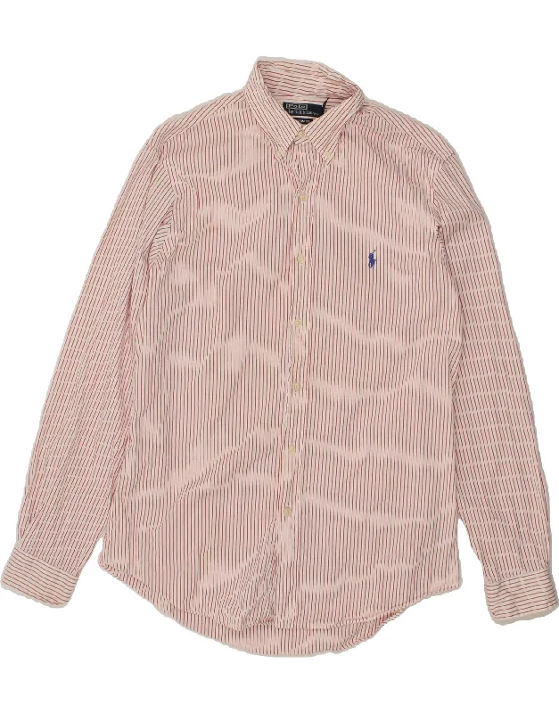 POLO RALPH LAUREN Mens Custom Fit Shirt Size 16 40/41 Large Red Striped Print Jacquard Patchwork