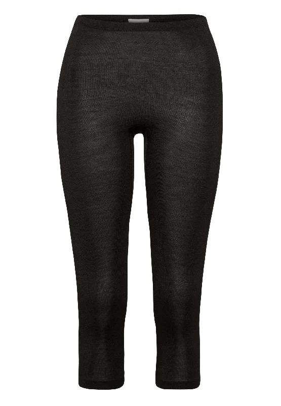Woolen Silk W Wool and Silk Cropped Leggings | Black 71419-018 Chic Smooth Fit Leggings
