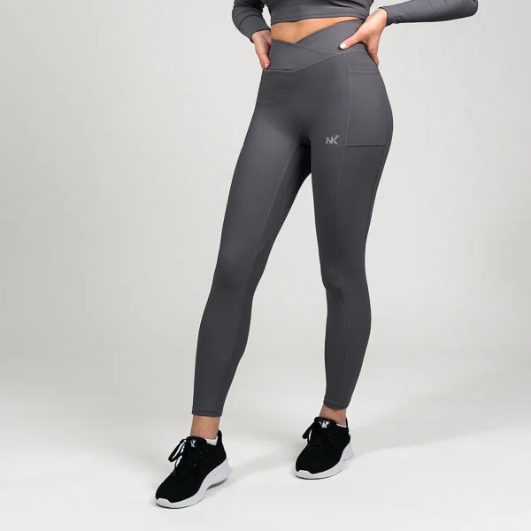 Lucia Ribbed VBelt - Gray Leggings Comfortable Workout Fitness Leggings
