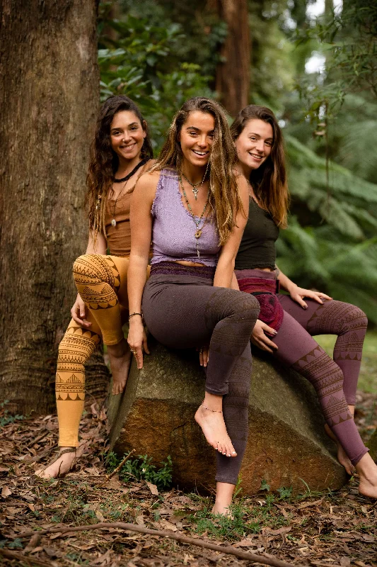 Organic Tribal Leggings - Honey Fashionable Floral Active Leggings