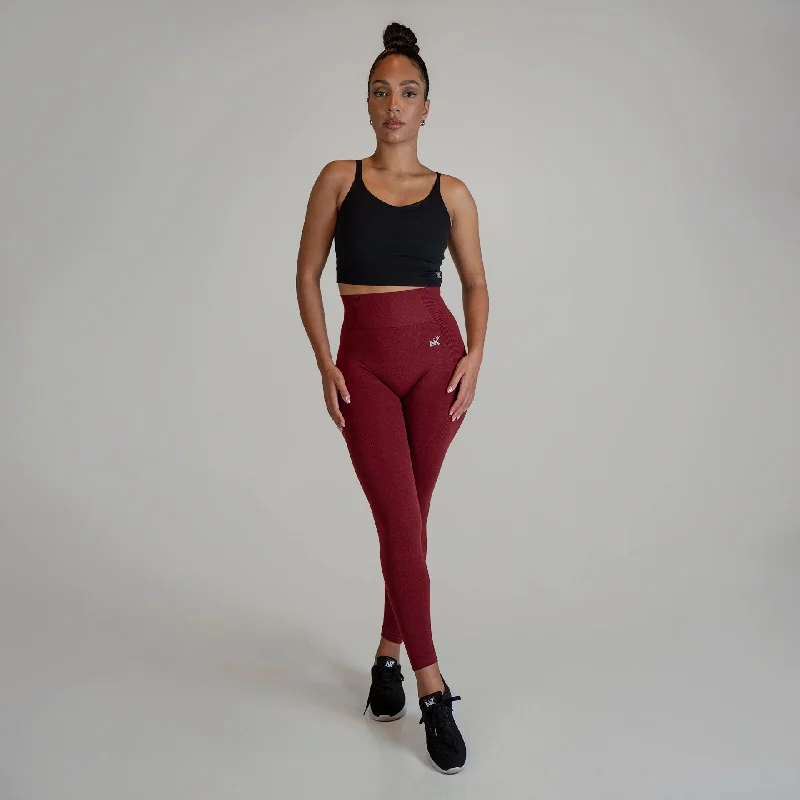 Vortex Leggings - Burgundy (Scrunch) Stylish Ankle-Length Leggings