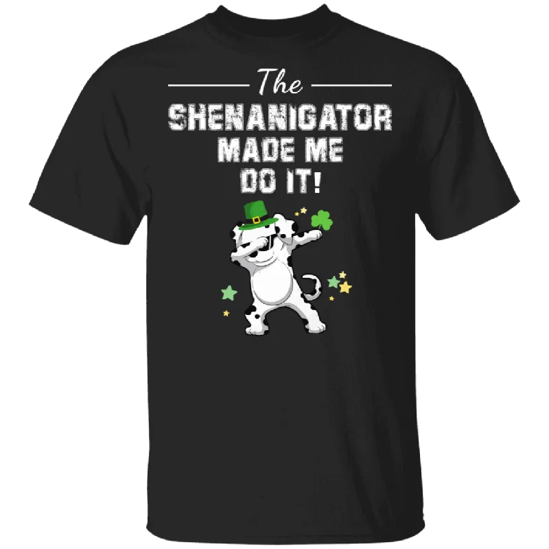 The Shenanigator Made Me Do It Dabbing Dalmatian Leprechaun Shamrock Dalmatian Dog Lover St Patrick's Day Gifts T-Shirt Print Jacquard Patchwork