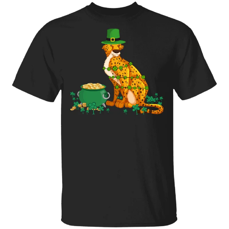 Leprechaun Cheetah Funny Shamrock Cheetah Lover Irish St Patrick's Day Gifts T-Shirt Elasticated Padded Insulated