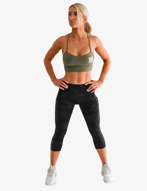 A2G Gym Leggings | Camo Black 7/8 Fashionable Seamless Leggings