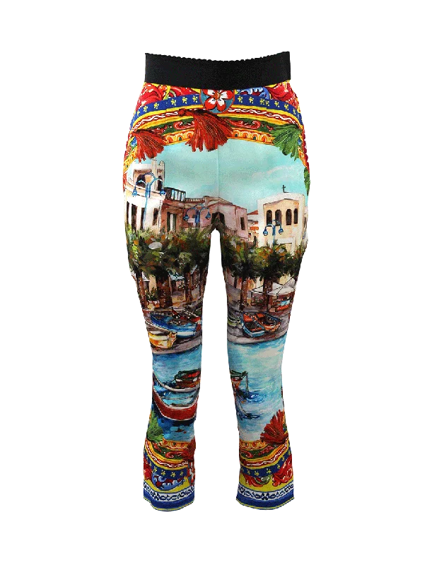 Stretch Italian Print Legging Cozy Fashion Leggings